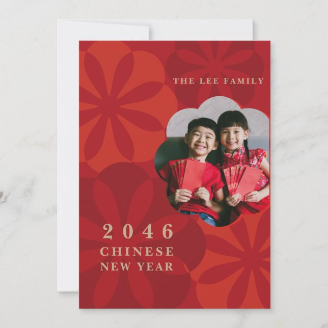 Family Photo Greeting Lunar Chinese New Year Card (Front)