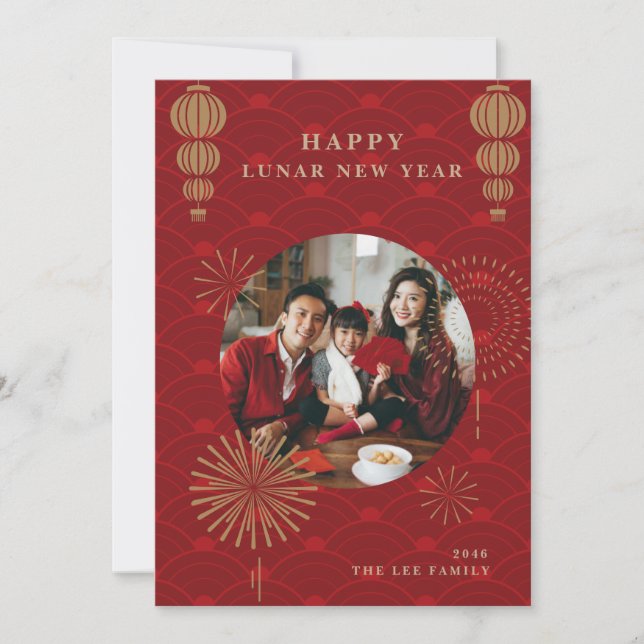 Family Photo Greeting Lunar Chinese New Year Card (Front)