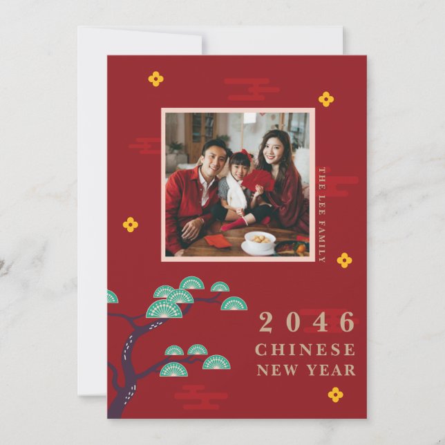 Family Photo Greeting Lunar Chinese New Year Card (Front)