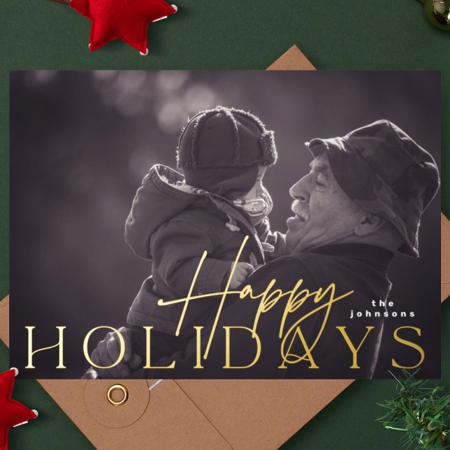 Family Photo Happiest Christmas Photo GOLD Foil Holiday Card (Creator Uploaded)