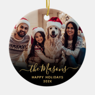 Family Photo Happy Holidays Christmas Ceramic Tree Decoration