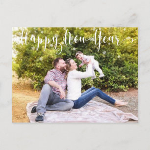 Family Photo Happy New Year Snowflake Postcard