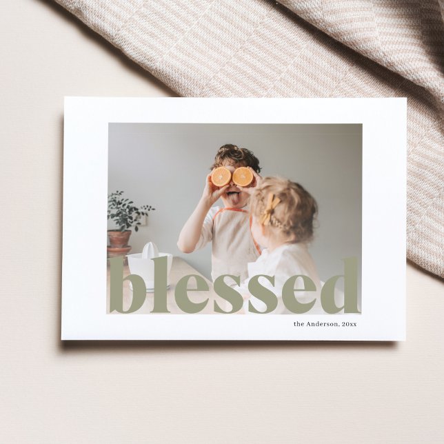 Family Photo | Happy Thanksgiving Blessed Postcard (Creator Uploaded)