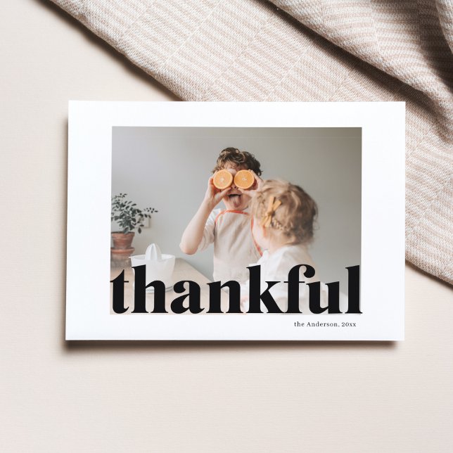 Family Photo | Happy Thanksgiving Thankful Postcar Postcard (Creator Uploaded)