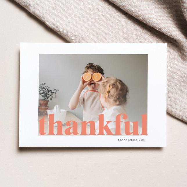 Family Photo | Happy Thanksgiving Thankful Postcard (Creator Uploaded)