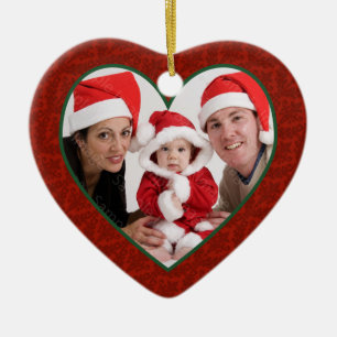 Family Photo Heart Frame Christmas Ornament