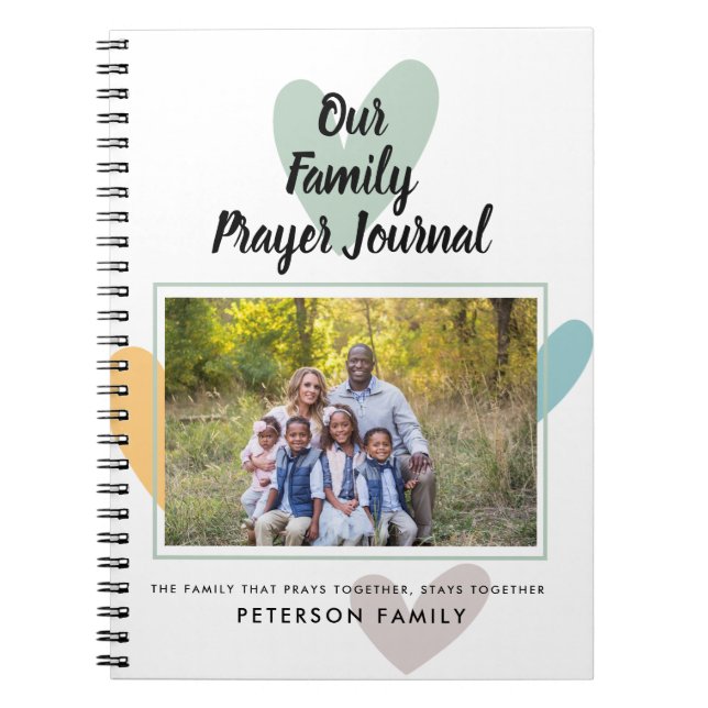 Family Photo Hearts Personalised Prayer Journal (Front)