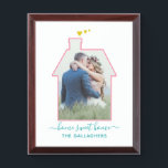 Family Photo House Shape Housewarming Wedding Cute Award Plaque<br><div class="desc">This cute, personalised design is perfect for a wedding gift, a housewarming, or any occasion when you want to celebrate your family and your new home. Upload your vertical photo and it will automatically fill the house-shaped frame. Add your text below (it currently says "home sweet home" with room for...</div>