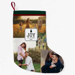 Family Photo Joy Christmas Collage Green Xmas Small Christmas Stocking