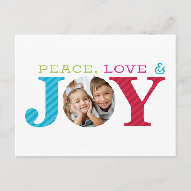 FAMILY PHOTO JOY simple bold modern colourful Holiday Postcard (Front)