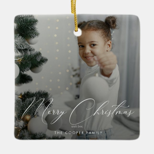 Family Photo Keepsake Ceramic Ornament (Front)