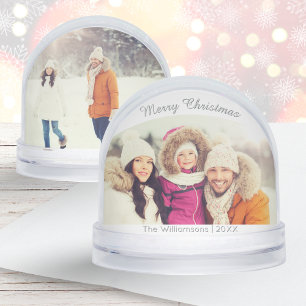 Family Photo Keepsake Merry Christmas 2 Sided Snowglobe