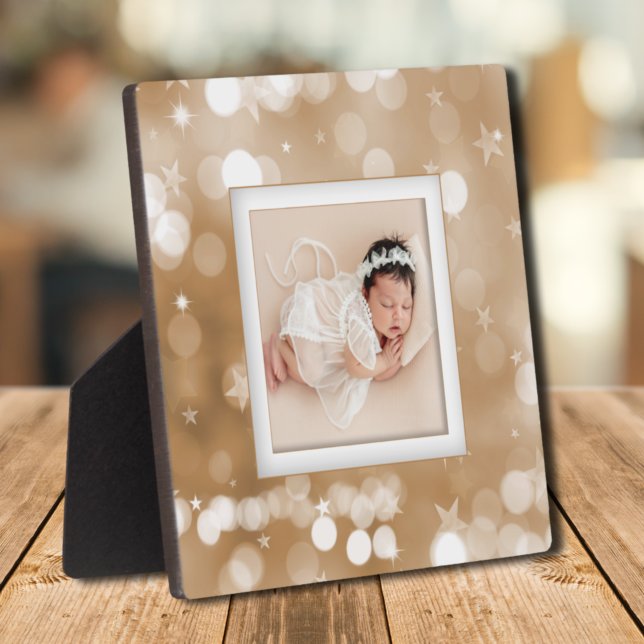 Family Photo Keepsake Plaque (Sparkling Stars Gold Family Photo Keepsake Plaque)