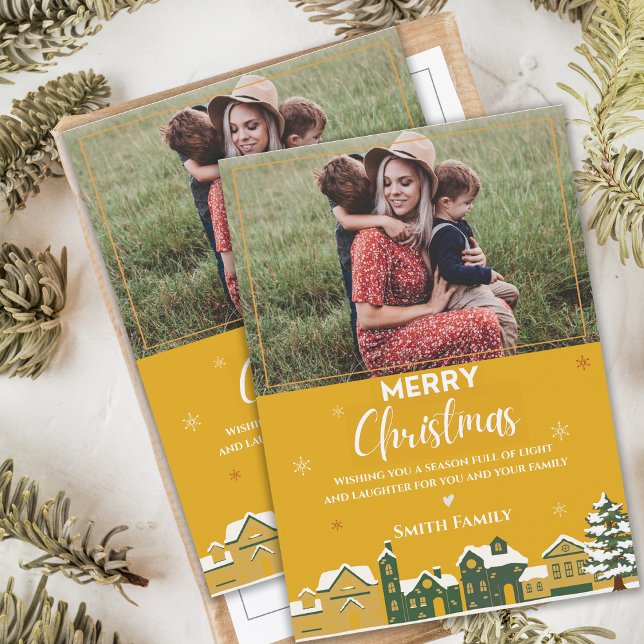 Family Photo Keepsake Rustic Christmas Festive (Family Photo Keepsake Rustic Christmas Festive Magnetic Holiday Card)