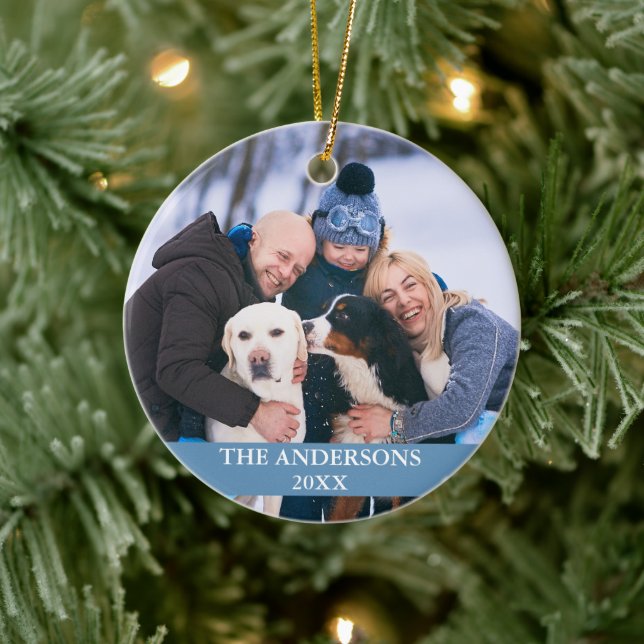 Family Photo Light Blue Ceramic Tree Decoration (Tree)