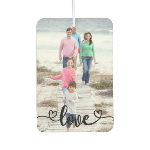 Family Photo Love Overlay and Rustic Wood Car Air Freshener