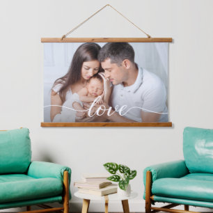 Family Photo Love script Overlay Custom Hanging Tapestry