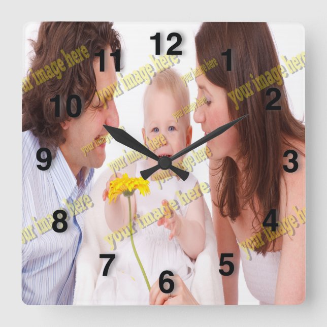 FAMILY Photo ✨ Lovely Custom  Square Wall Clock (Front)