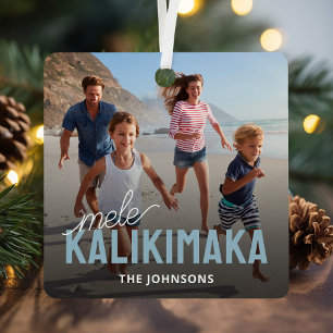 Family Photo Mele Kalikimaka Metal Tree Decoration