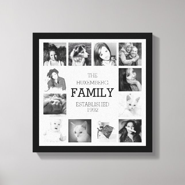 Family Photo Memories with Personalisation Canvas Print (Front)
