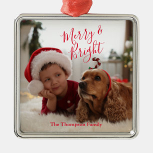 Family Photo Merry and Bright Christmas Metal Tree Decoration
