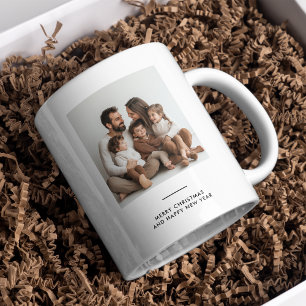 Family Photo & Merry and Bright Minimalistic  Coffee Mug