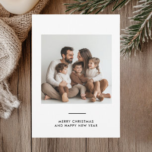 Family Photo & Merry and Bright Minimalistic Invitation