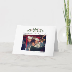 Family Photo Merry Christmas Botanical Holiday Card