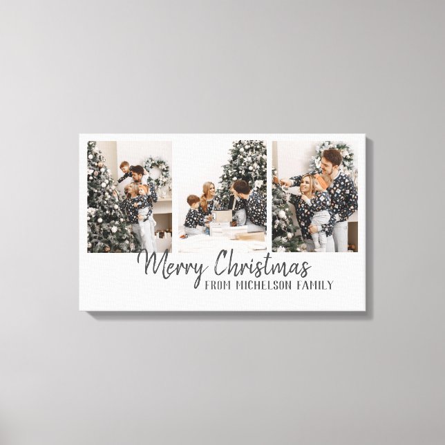 Family Photo Merry Christmas Canvas Print (Front)