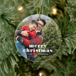 Family Photo Merry Christmas Ceramic Tree Decoration