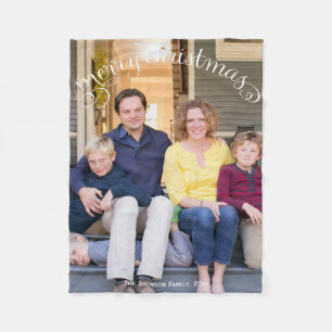 Family Photo Merry Christmas Fleece Blanket