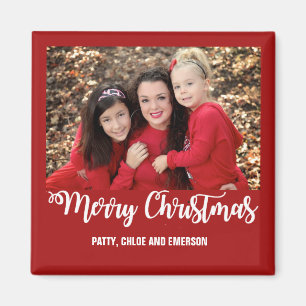 Family Photo Merry Christmas Magnet Greeting Card