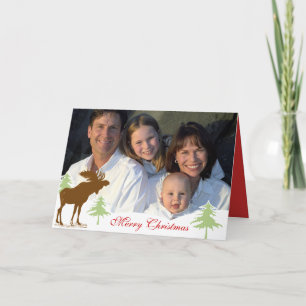 Family Photo Merry Christmas Moose 3 Pines Holiday Card