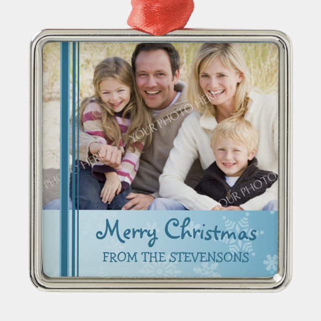 Family Photo Merry Christmas Ornament (Front)