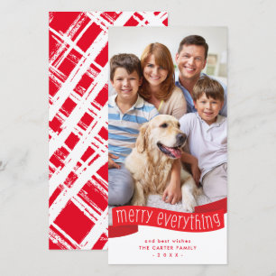 FAMILY PHOTO merry everything ribbon red  Holiday Card