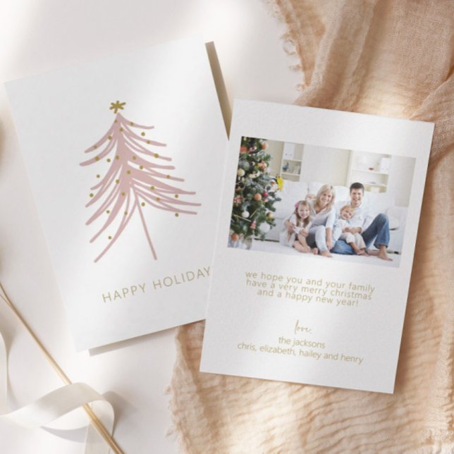 Family Photo Minimal Christmas Tree Holiday Card (Creator Uploaded)