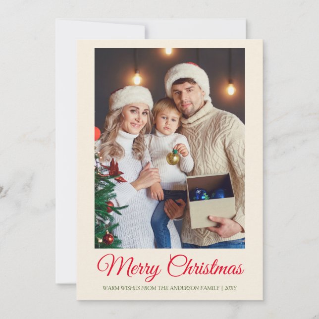 Family Photo Minimal Simple Modern Christmas Holiday Card (Front)
