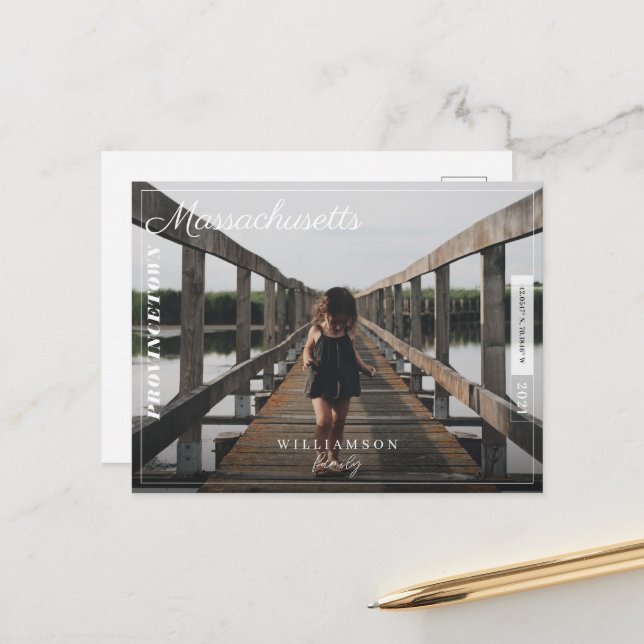 Family Photo Modern Editorial Travel Destination Holiday Postcard (Front/Back In Situ)