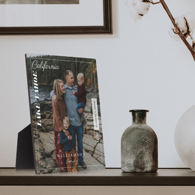 Family Photo Modern Editorial Travel Keepsake Post Plaque (Creator Uploaded)