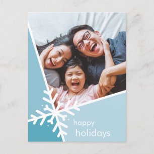 FAMILY PHOTO modern holiday snow flake blue