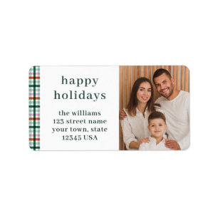 Family Photo Modern Holidays Return Address Label