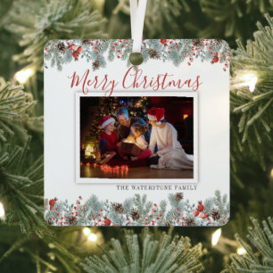 Family Photo Modern Merry Christmas Rustic Metal Tree Decoration