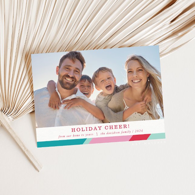 FAMILY PHOTO modern minimal geometric frame Holiday Card (Creator Uploaded)