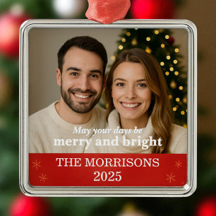  Family Photo Modern Red and Gold Snowflake Metal Tree Decoration