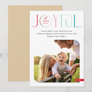 FAMILY PHOTO modern serif typography JOYFUL colour Holiday Card