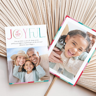 FAMILY PHOTO modern serif typography JOYFUL colour Holiday Card