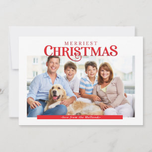 FAMILY PHOTO modern simple typography red Holiday Card