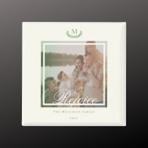 Family photo monogram Christmas gift chic Magnet