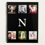 Family Photo Monogram Collage Personalised  Planner<br><div class="desc">Personalised with monogram personal planner with 6 photo collage spaces and name typography.  All black.  Add your favourite photos on this sleek planner.</div>