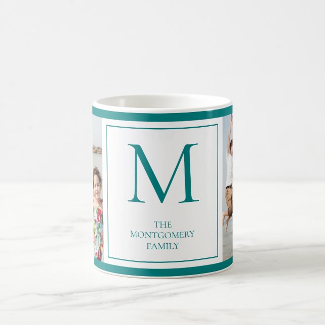 Family Photo Monogram Initial Name Coffee Mug (Center)
